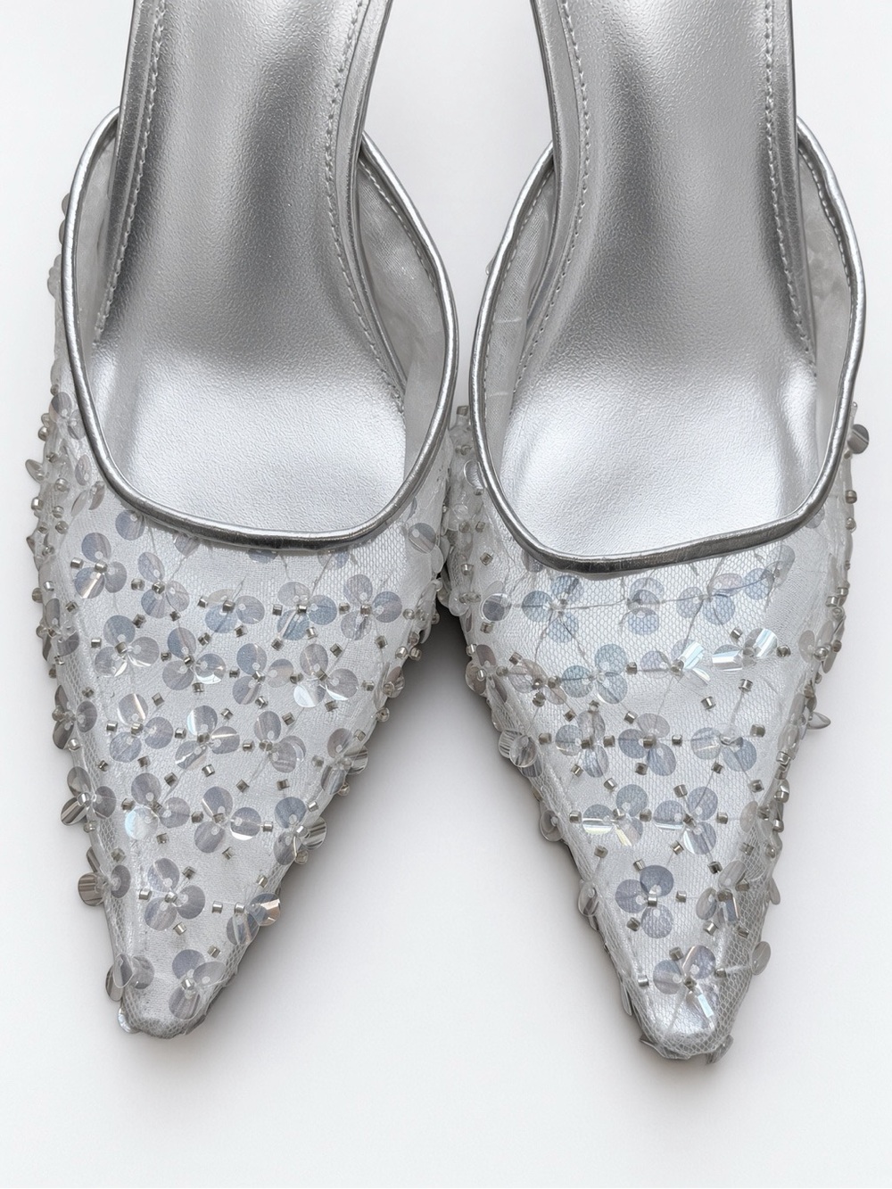 Steve Madden White Alexi Sequin Silver - Picture 3 of 14